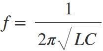Equation for resonance in an LC circuit