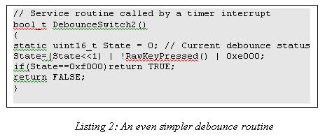Simple debouncing code