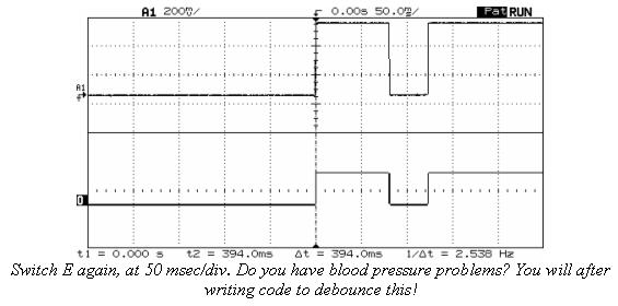 Scope trace of bouncing switch
