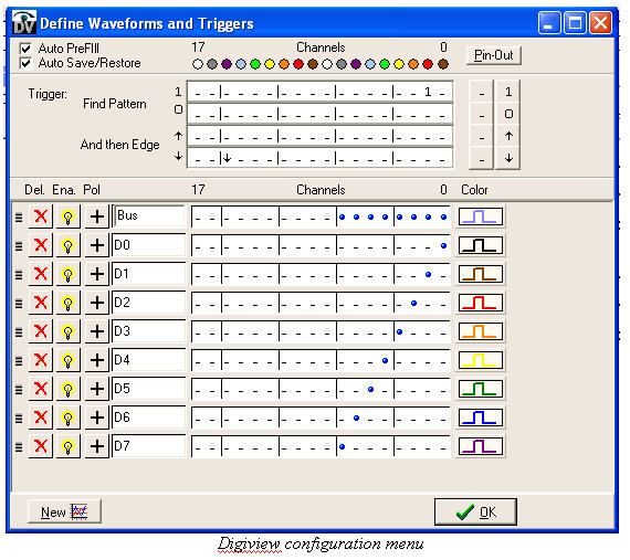 digiview configuration menu screen