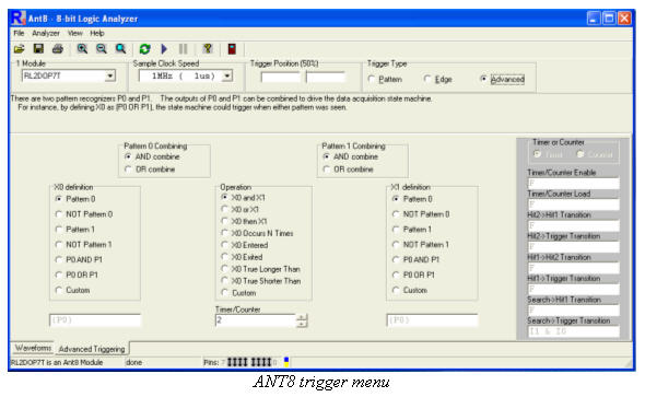 ANT8 Trigger menu