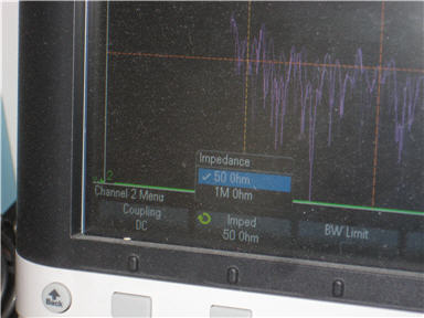 Setting a scope to 50 ohms impedance