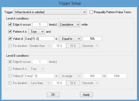 LogicPort trigger menu