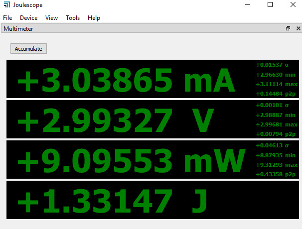 Joulescope DMM display
