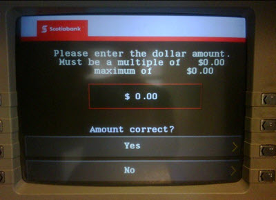ATM giving multiples of zero