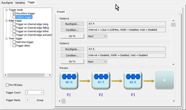 Logic Cube trigger on pattern